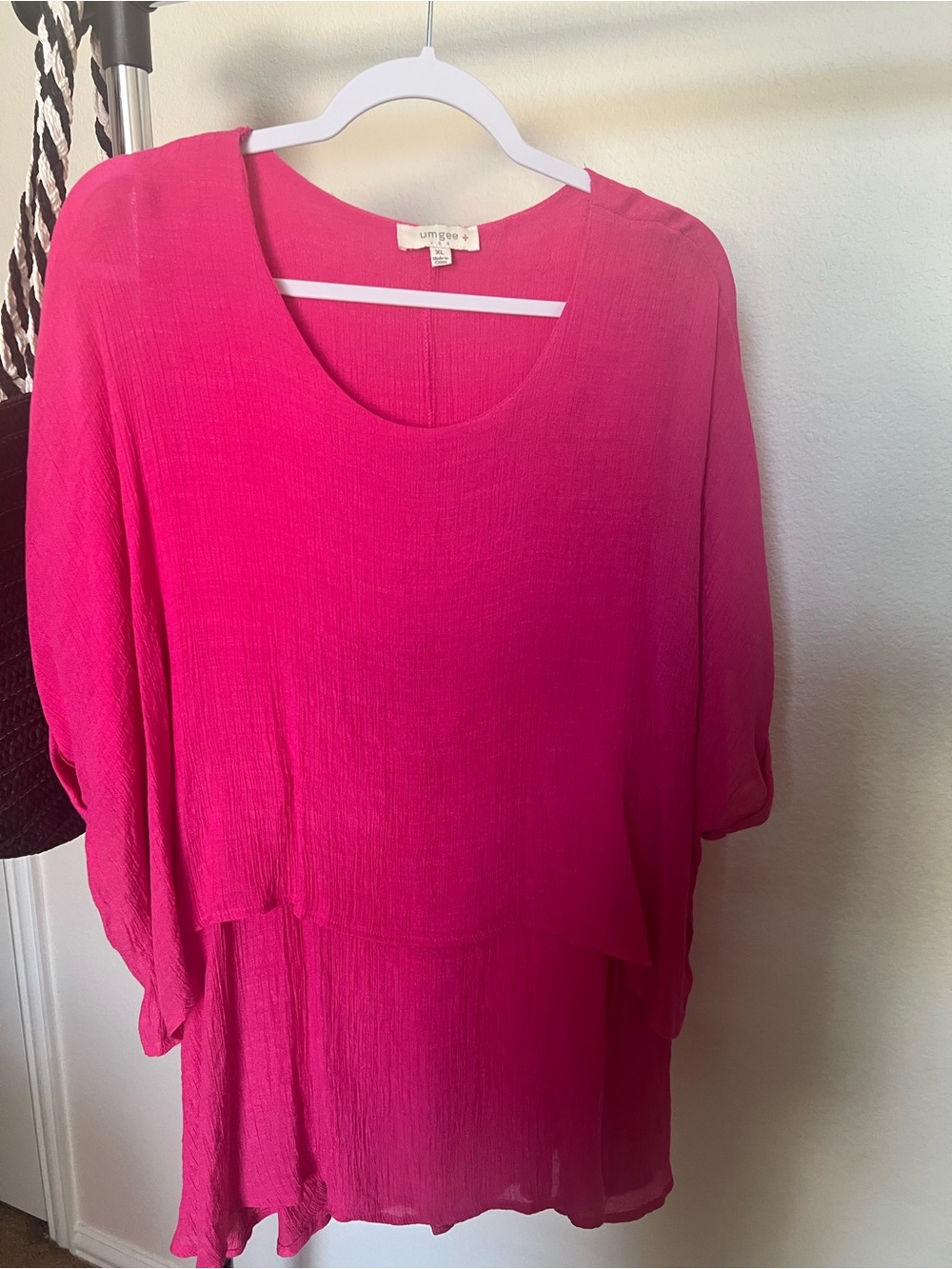 Umgee Hot Pink Layered Scoop-Neck Tunic
